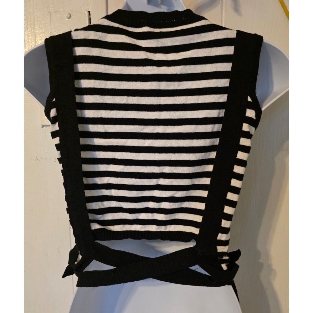 Black and White Striped Sleeveless Top